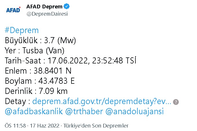 AFAD Son Dakika Deprem Haberi: Van Yine Sallandı!