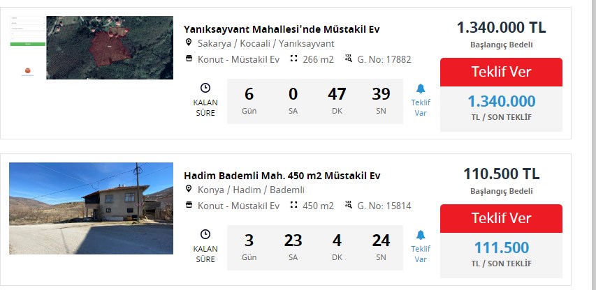 Küçük bahçeli satılık müstakil evler! Ziraat Bankası haftalık satış listesi