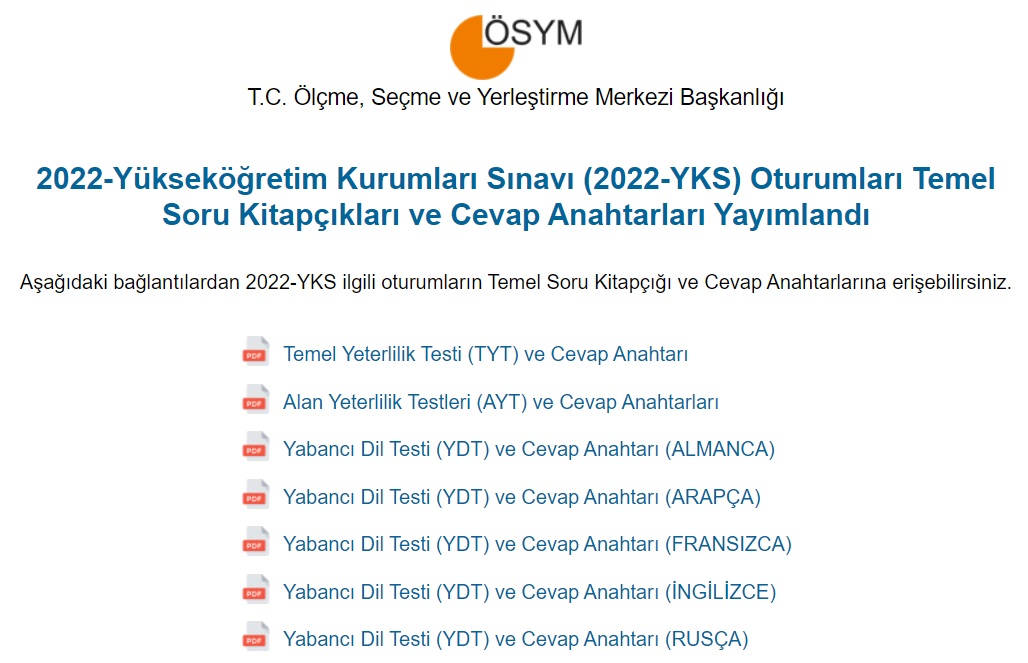 ÖSYM 2022 YKS Soru Ve Cevap Anahtarlarını Erişime Açtı! YKS TYT AYT Sorularına Ve Cevaplarına Nasıl Bakılır?