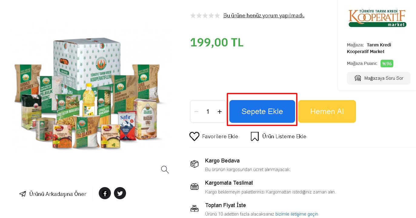 İçinde Yok Yok! Ayçiçek Yağı, Toz Şeker, Tuz, Makarna, Un Gıda Kolisi Tarım Kredi Market'te 199 TL