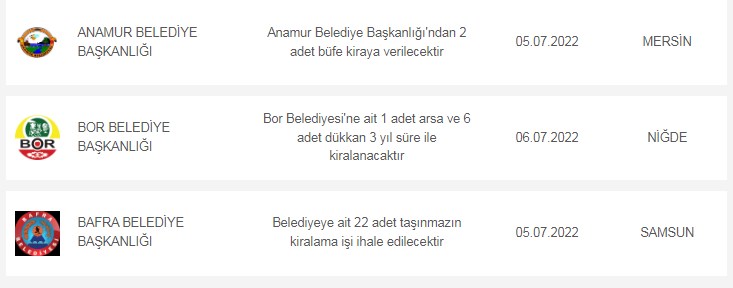 27 Haziran Pazartesi 1 Temmuz Cuma! Belediyelerden kiralık dükkanlar