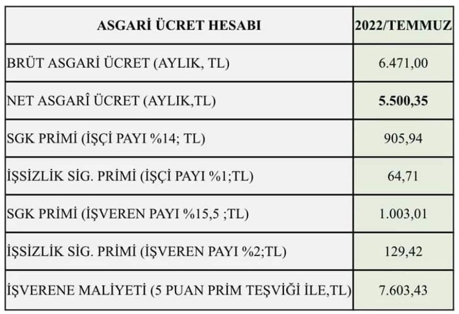 Resmi Gazete'de Yayımlandı! 2022 Temmuz Zammı İle Günlük Brüt / Net Asgari Ücret Ne Kadar Oldu?