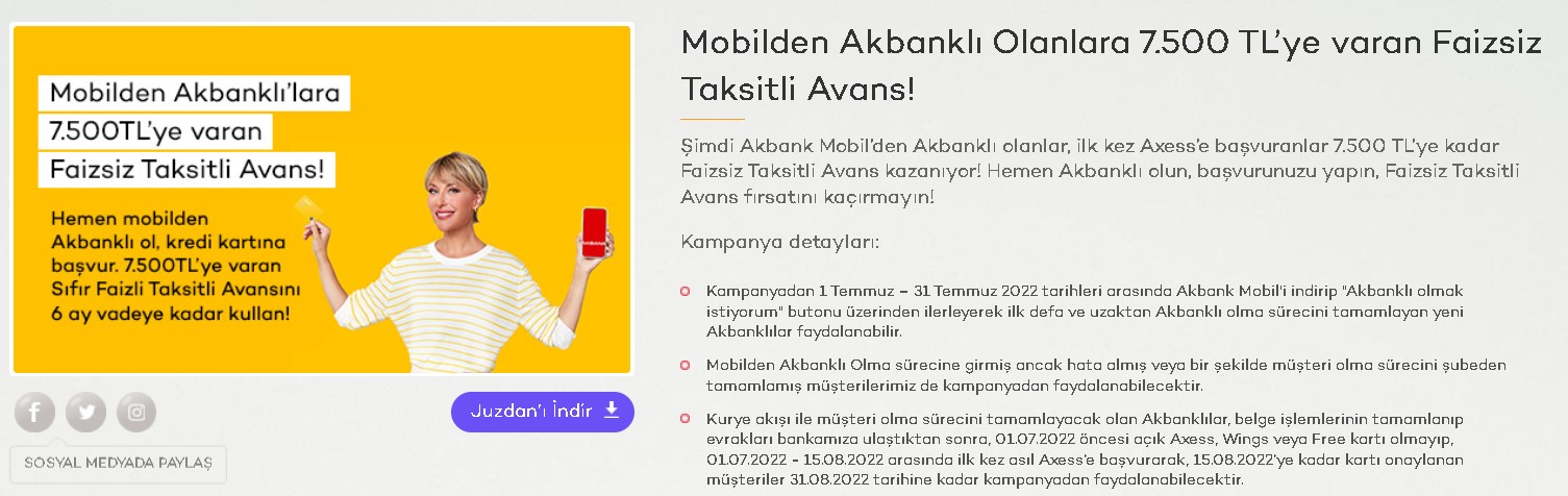 Akbank'tan Kredi Kartı Olanlara Faizsiz Bayram Kredisi! 7.500 TL Sıfır Faizli Borç Para Verilecek