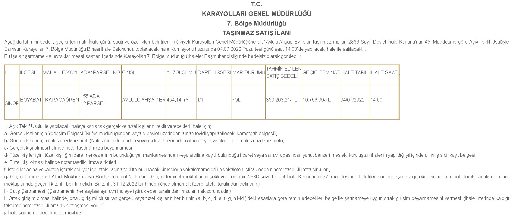 Karayolları Genel Müdürlüğü 454 M2 Avlulu Ahşap Evi 359 Bin TL'ye İhaleye Çıkardı!