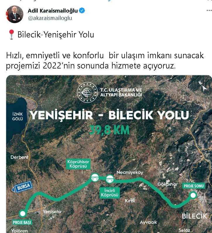 Yenişehir Bilecik Yolu Ne Zaman Bitecek Ulaştırma Bakanı Açıkladı! İşte Dev Projede Son Durum