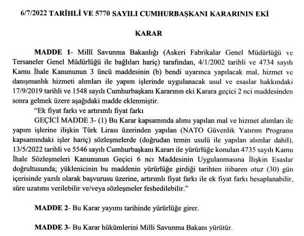 Cumhurbaşkanı Erdoğan İmzaladı, Yeni Fiyat Farkı, Fesih Kararnamesi ve Artırımlı Fark Kararı Resmi Gazete'de Yayımlandı!