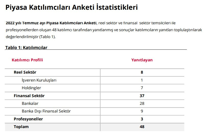 Merkez Bankası 2022 Yıl Sonu Dolar ve Enflasyon Tahmini Açıklandı! TCMB Temmuz 2022 Piyasa Katılımcıları Anketi