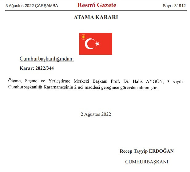 Son dakika, Resmi Gazete'de yayımlandı! Cumhurbaşkanı Erdoğan KPSS iddialarının ardından ÖSYM Başkanını görevden aldı!
