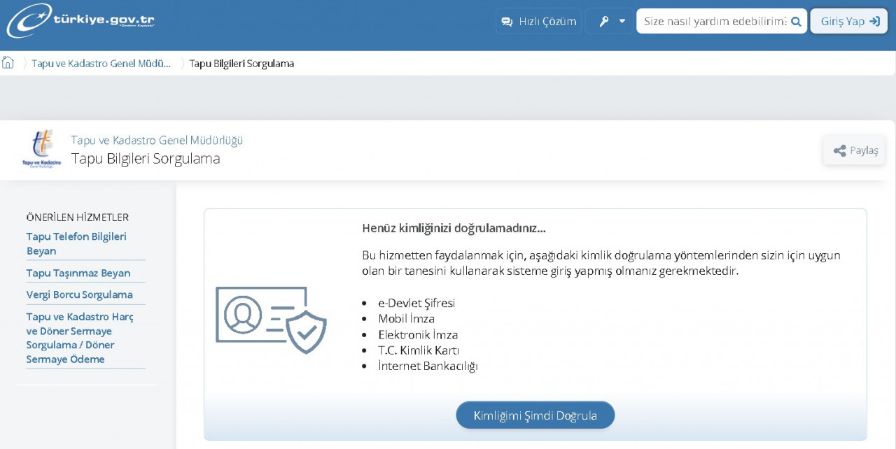 e-Devlet üzerinden hemen öğrenin! T.C. ile tapu, mal varlığı sorgulama şifresiz yapılabiliyor mu?