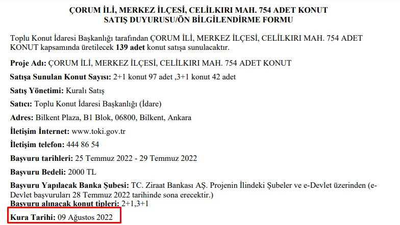 TOKİ Çorum Celilkırı kura sonuçları! Celilkırı TOKİ evleri çekiliş sonucu 2+1 ve 3+1 isim listesi 2022