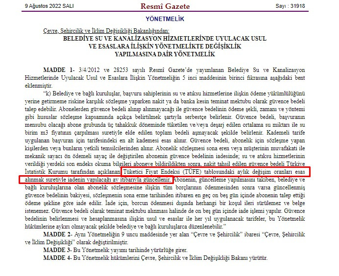 Kiracı ev sahibi fark etmiyor, fatura ödeyen herkesi ilgilendiriyor! Su aboneliği 2022 abonelik depozito ücreti ve güvence bedeli iadesi için TÜFE ayarı geldi