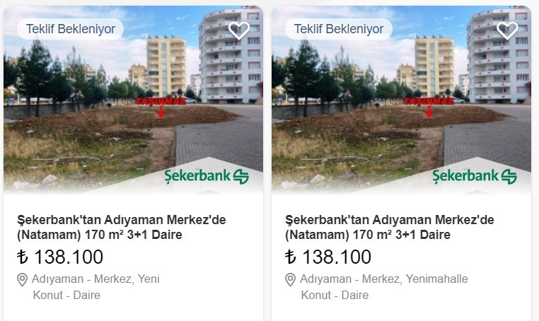 Şekerbank 170 metrekare evi 13 bin TL peşinat ve 2.037 TL taksitle satıyor!