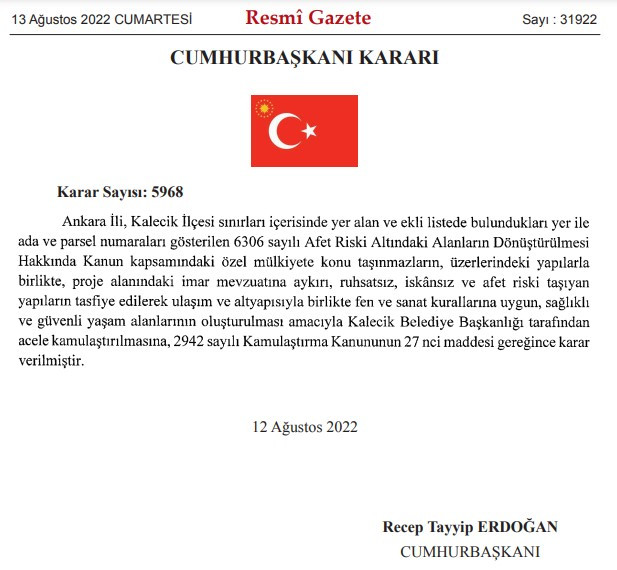 Cumhurbaşkanı Erdoğan'dan kritik imzalar! Ankara, Muğla ve Bingöl'de acele kamulaştırma kararı alındı