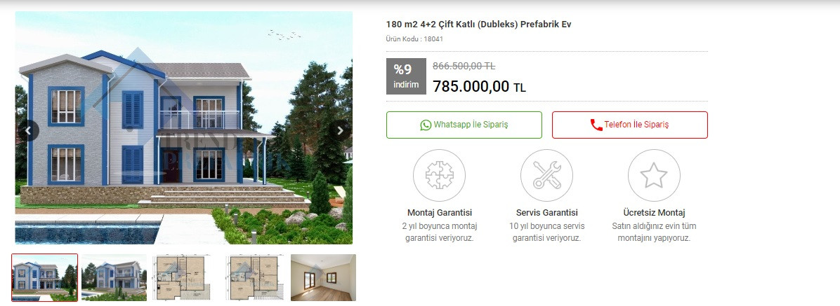 4+2 180 metrekare dubleks prefabrik villa fiyatı ne kadar?