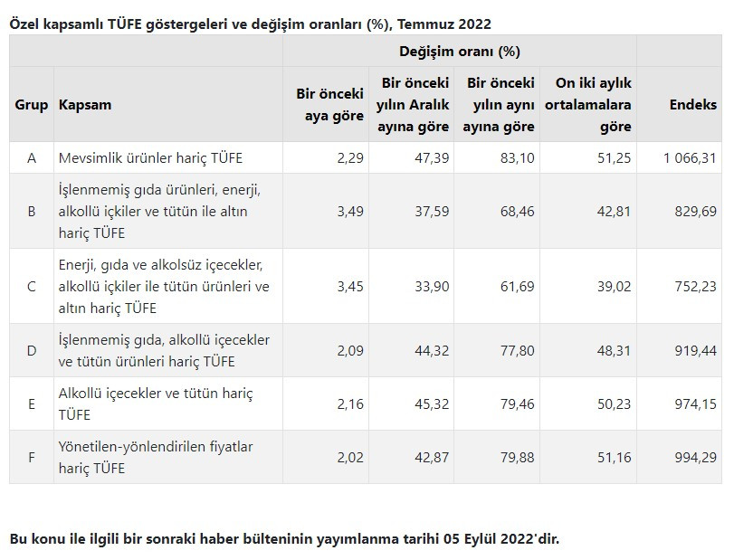 TÜİK TEFE TÜFE Ağustos ayı enflasyonu ve Eylül 2022 resmi kira artışı zam oranı ne zaman, hangi tarihte açıklanacak?