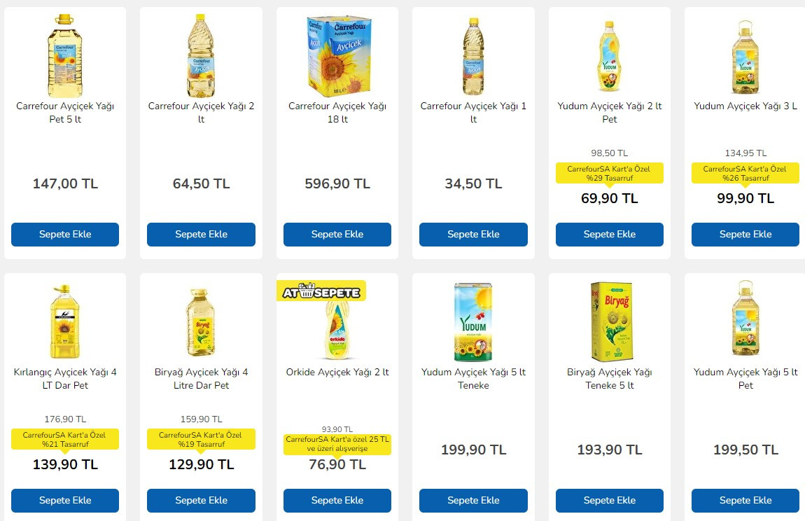 Zincir marketlerde indirim rüzgarı! A101, ŞOK, Migros, Carrefour 3 - 4 - 5 LT Ayçiçek yağı fiyatı indirimleri: 118.90 TL ile yetişen alır