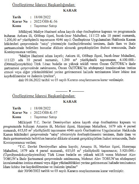 Sümer Holding, Devlet Demiryolları, hazine arazileri! Yeni özelleştirme kararları Resmi Gazete'de yayımlandı