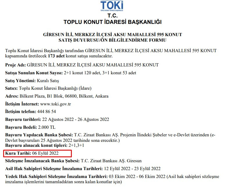 TOKİ Giresun Aksu kura sonuçları 2022! Giresun Merkez Aksu Mahallesi TOKİ konut projesi kura çekilişi sonucu 2+1 ve 3+1 isim listesi