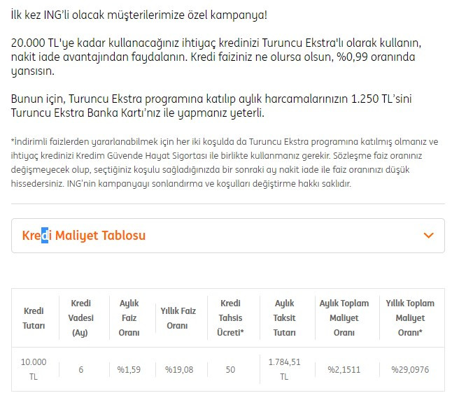 20.000 TL anında cepte! Acil para arıyorum diyenlere ING Bank 0.99 faiz oranıyla ihtiyaç kredisi kampanyası başlattı