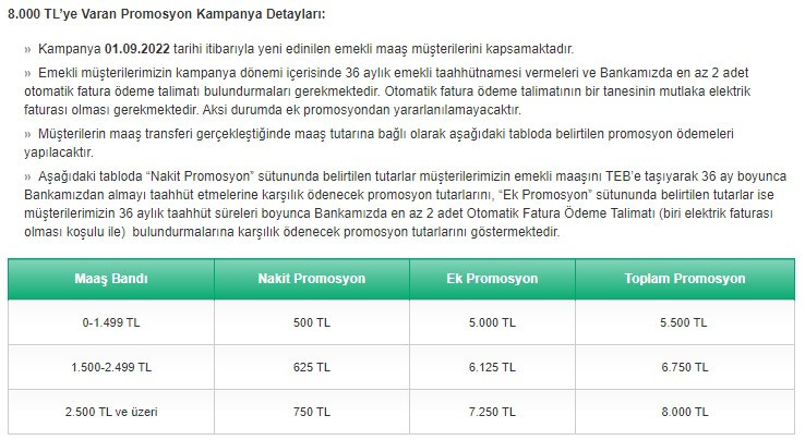 Maaş alan tüm emekliler başvuru yeterli! Maaşını TEB'e taşıyan emeklilere 5.500, 6.750, 8.000 TL nakit promosyon ödemesi