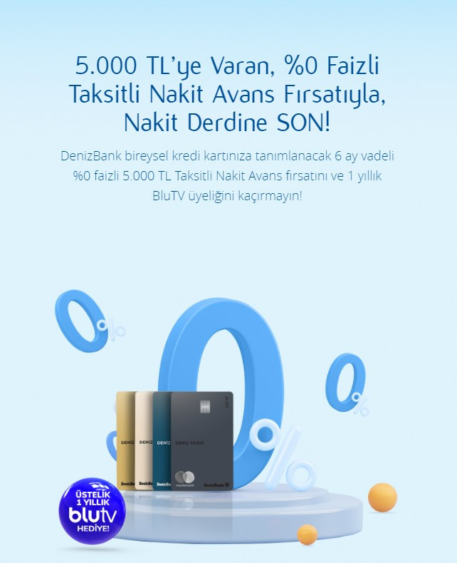 Denizbank 5000 TL faizsiz nakit parayı borç para gibi şubeye gitmeden veriyor! Acil para arıyorum diyen eşten, dosttan istemesin, Denizbank'tan alsın