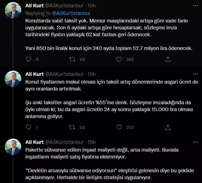 KİPTAŞ Genel Müdürü Ali Kurt TOKİ evlerinin maliyetini hesapladı: 840 bin liraya TOKİ'den ev alan 240 ay sonunda 52 milyon TL ödeyecek!