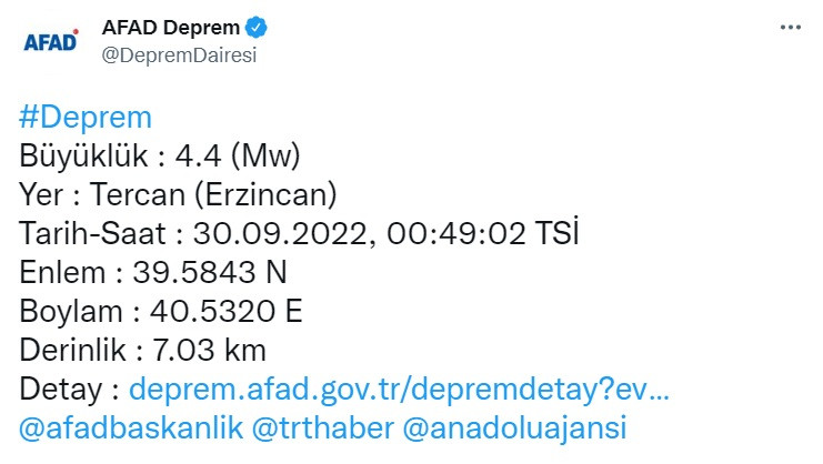 Erzincan depremle fena sallandı! AFAD ve Kandilli son dakika deprem haberi!