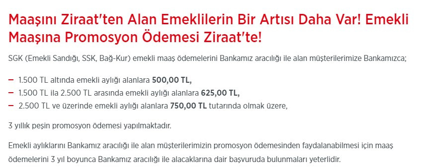 Promosyon müjdesi öncesi Ziraat Bankası'ndan emeklilere 16.000 TL nakit para desteği