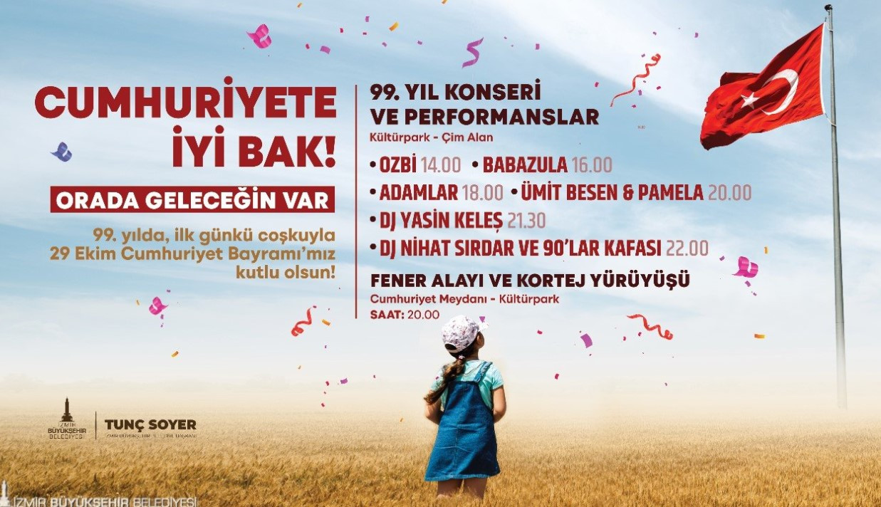 İzmir 29 Ekim Cumhuriyet Bayramı kutlamaları etkinlikleri ücretsiz konser programları ve fener alayı saati