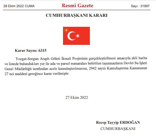 Çanakkale ve Konya'da arazi toplulaştırma Bursa Yozgat ve Denizli'de acele kamulaştırma kararı çıktı