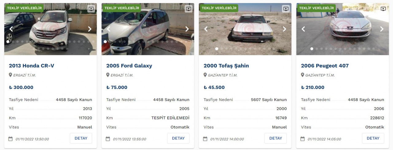 Daha ucuzu yok, devlet satıyor! 45 Bin TL'den başlayan fiyatlarla kelepir ikinci el otomobiller!