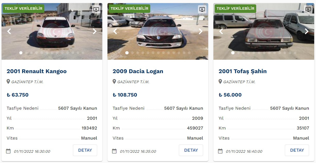 Daha ucuzu yok, devlet satıyor! 45 Bin TL'den başlayan fiyatlarla kelepir ikinci el otomobiller!