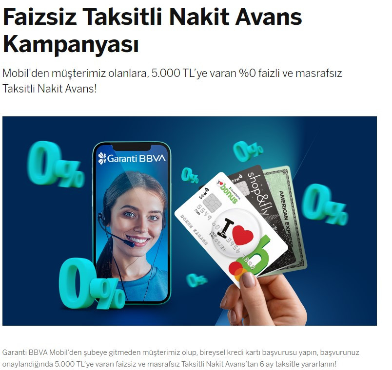 Babanız kardeşiniz vermez 15 Kasım'a kadar başvuru yapana Garanti Bankası 5000 TL faizsiz masrafsız nakit avans verecek!