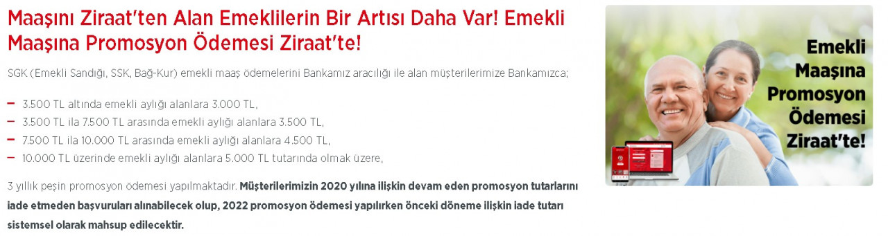 Ziraat Bankası'ndan emeklilere promosyon kampanyası Kasım 2022 güncellemesi ile 19 bin TL cepte