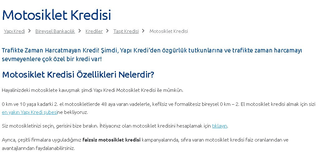 Araba almaya parası yetmeyene Yapı Kredi Bankası Garanti BBVA ve Akbank motosiklet kredisi veriyor!