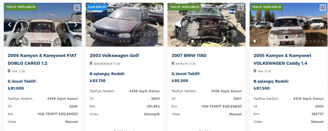 Volkswagen Golf 93 Bin TL, Passat 112 Bin TL! Devlet ikinci el araçları elden çıkarıyor!