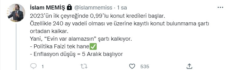 İslam Memiş açıkladı! 240 ay vadeli ve aylık 0,99 faizli konut kredisi kampanyaları geliyor!