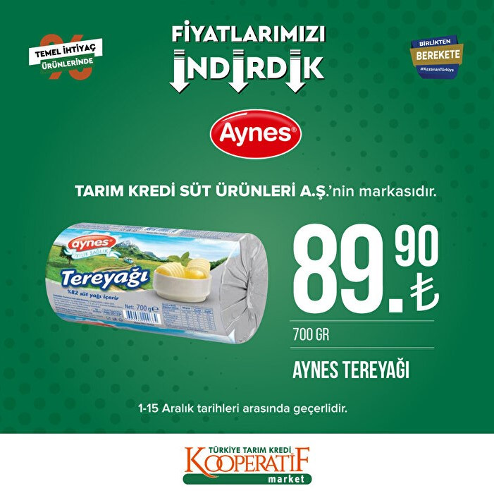 Tarım Kredi Marketler 1 - 15 Aralık indirimli aktüel ürünler kataloğu yayımlandı fiyatlar dip yaptı!