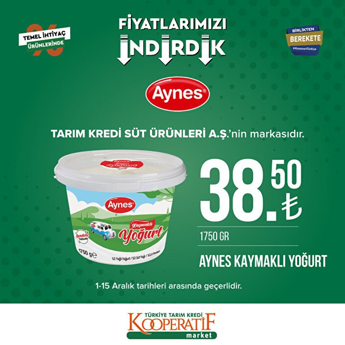 Tarım Kredi Marketler 1 - 15 Aralık indirimli aktüel ürünler kataloğu yayımlandı fiyatlar dip yaptı!