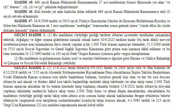 Resmi Gazete'de Cumhurbaşkanı Erdoğan imzasıyla yayımlandı çalışanlara aylık 500 TL doğalgaz ve elektrik faturası yardımı!