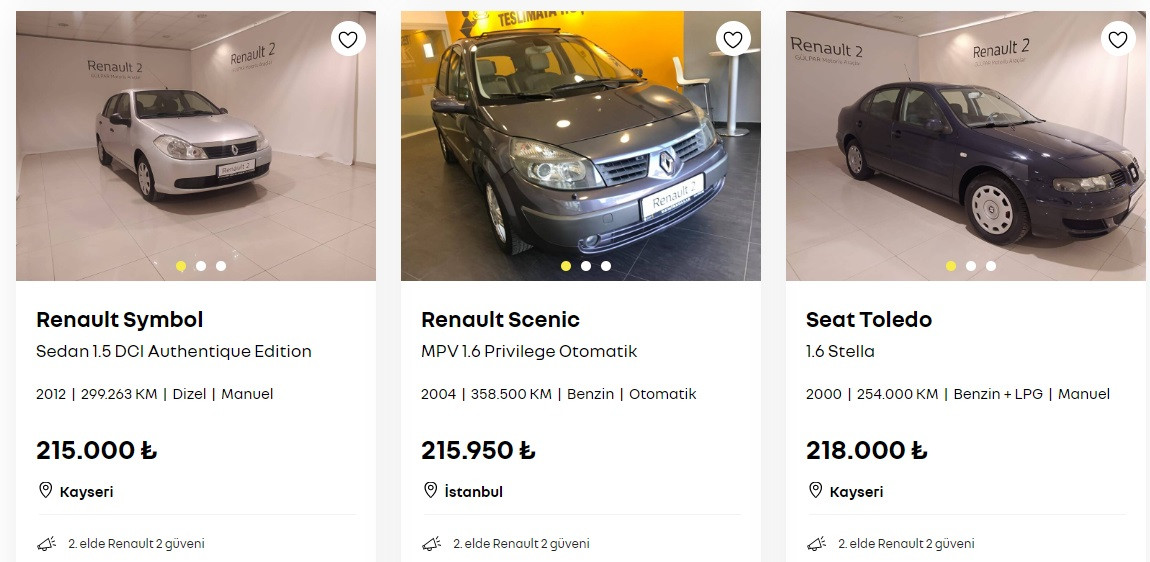 Peugeot 206 170 Bin TL, Opel Astra 220 Bin TL! Renault'tan satılık ikinci el otomobiller!