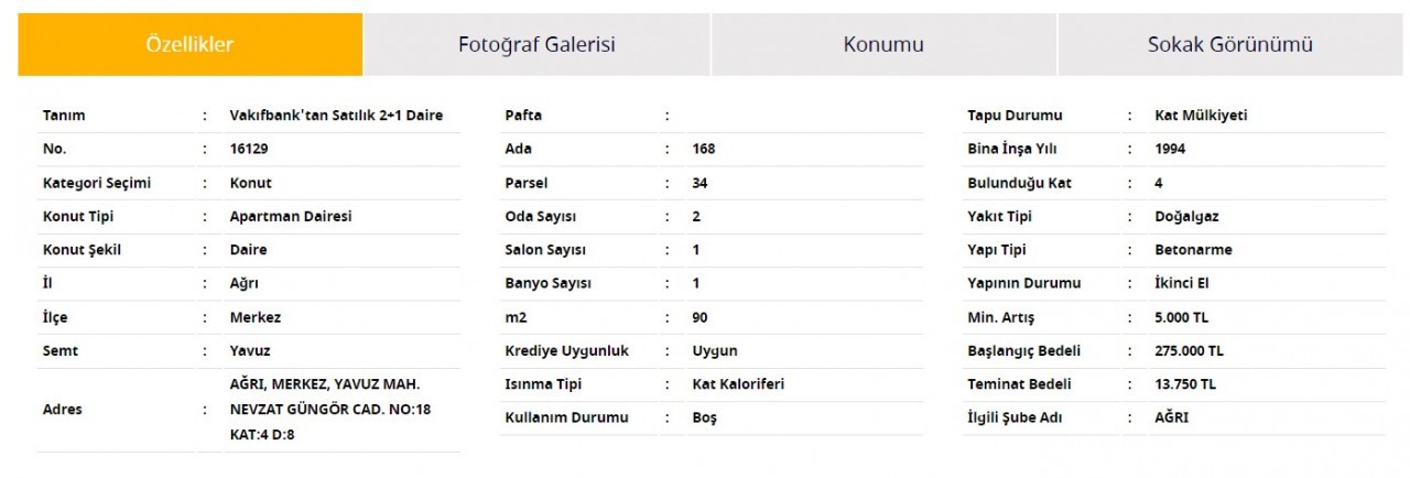 Yeni evinizin anahtarı Vakıfbank'ta 27.500 TL peşinat aylık 4.107 TL taksitle  2+1 daire satışı başladı