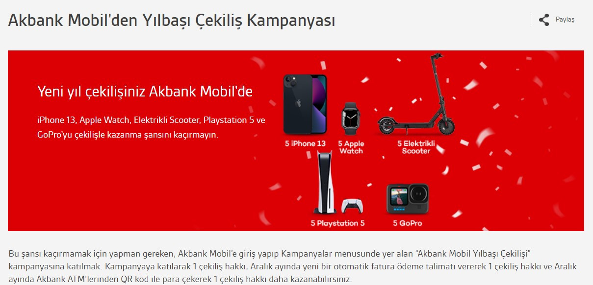 Yeni yıl hediyeniz Akbank'tan! Hediye yağmuru başladı Akbank yılbaşı çekilişi ile bedava iPhone 13 hediye edecek