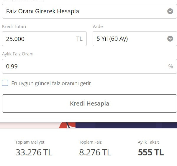 Devlet bankalarından 60 ay vadeli yılbaşı öncesi ihtiyaç kredisi kampanyası 555 TL taksitle 25000 Lira veriyorlar 0.99 faiz oranı fırsatı var