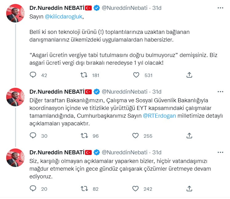 Nureddin Nebati'den Kemal Kılıçdaroğlu'na asgari ücret cevabı!