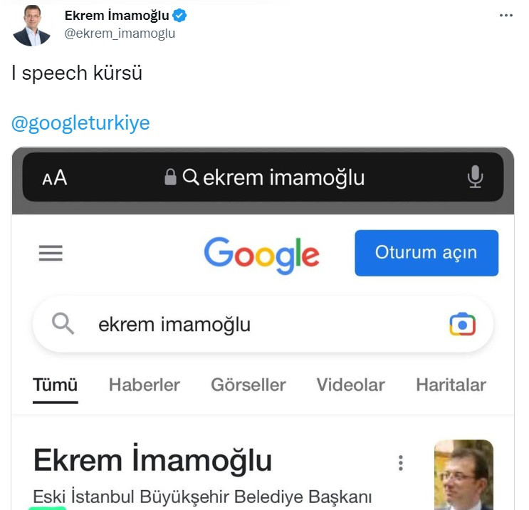 Google, Ekrem İmamoğlu'nu görevden aldı! İmamoğlu, Cumhurbaşkanı Erdoğan'a gönderme yaptı!