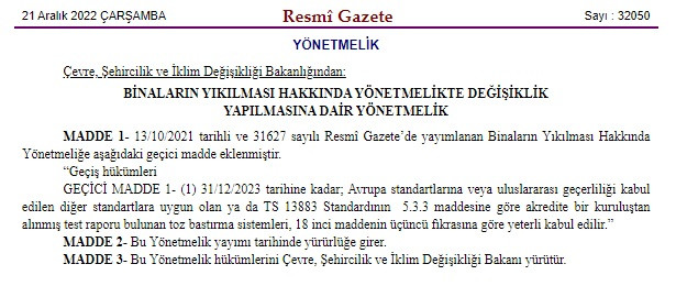 Çevre Bakanlığı binaların yıkılması hakkında yönetmelikte değişiklik yaptı!