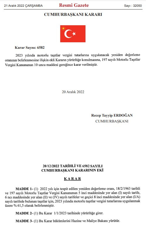 Arabası olan herkesi ilgilendiren Cumhurbaşkanı Kararı Resmi Gazete'de yayımlandı Yüzde 50 indirim yapıldı