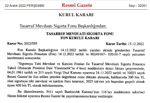 Bankada parası olanlar dikkat! TMSF kararı Resmi Gazete'de yayımlandı rakam iki katına çıkartıldı