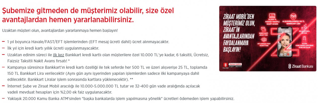 Ziraat Bankası 10.000 TL faizsiz taksitli nakit avans kampanyası başlattı 31 Ocak'a kadar vakit var